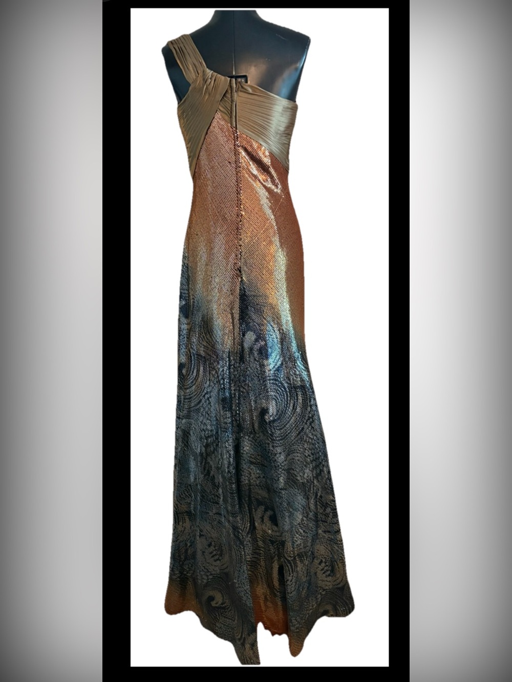Blush Prom Dress Size 8 One Shoulder Beaded Ombre Sequin  Evening Gown - Picture 3 of 7